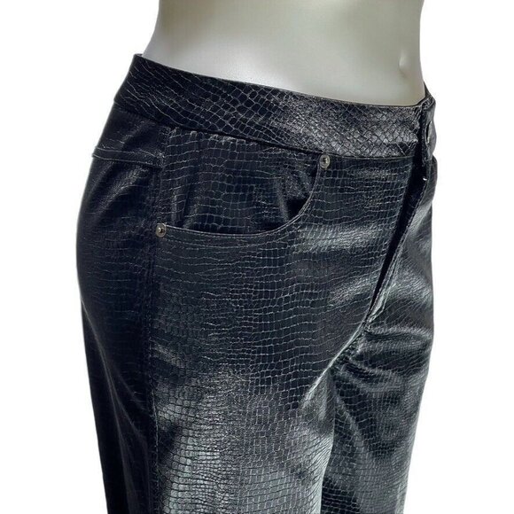 SALT Black Textured Faux Crocodile Pants Straight Leg Mid Rise Womens Size S - Picture 6 of 16